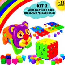 Kit 2 Brinquedo Educativo Didático Encaixe Bebe Infantil 1 ano - Brinquedos Didaticos infantil