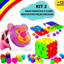 Kit 2 Brinquedo Educativo Didático Encaixe Bebe Infantil 1 ano E - Mercotoys Brinquedos