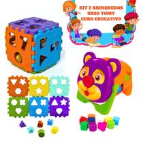 Kit 2 Brinquedo Educativo Didático Encaixe Bebe Infantil 1 ano E