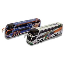 Kit 2 Brinquedo Em Miniatura De Ônibus Andorinha 30Cm - Rodoviário G7 Dd 2 Andares Ertl