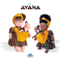 Kit 2 Brinquedo Infantil Boneca Africana em Vinil Ayana 40cm