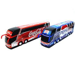 Kit 2 Brinquedo Miniatura Ônibus Coca Cola e Pepsi Coleções - Marcopolo G7 DD - G8 - mini - Miniatura - Min