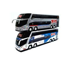 Kit 2 Brinquedo Miniatura Ônibus Viação 1001 Coleções 30Cm