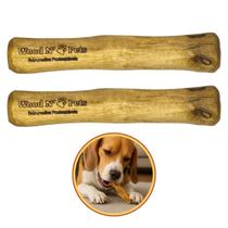 Kit 2 Brinquedo Mordedor Madeira Café para Cachorro Rústico 20 cm WoodnPets