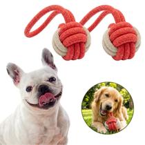 Kit 2 Brinquedo Mordedor Para Pet Cães Bola Puxador Cabo De Guerra