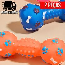 Kit 2 Brinquedo para Cachorro Mordedor Halteres de Borracha Osso Pet Cães com Apito