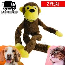 Kit 2 Brinquedo para Cachorro Pelúcia Macaco Pet Cães com Apito