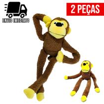 Kit 2 Brinquedo Pelúcia Macaco Apito Sonoro para Cachorro e Gatos Macaquinho Pet Cães