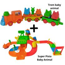 Kit 2 brinquedos didáticos e interativos - super pista e trenzinho baby infantil bebê