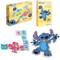 Kit 2 Brinquedos Didáticos Quebra Cabeça e Dominó do Stitch