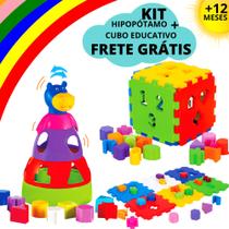 Kit 2 Brinquedos Educativo Para 1 Ano Didático Encaixe Bebe Infantil - Merco