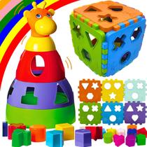 Kit 2 Brinquedos Educativo Para 1 Ano Didático Encaixe Bebe Infantil - Mercotoys Brinquedos