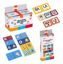 Kit 2 Brinquedos Educativos Dominó Figuras Letras E Memória Sílaba