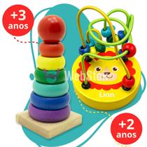 Kit 2 Brinquedos Educativos Montessori Mini Torre Colorida e Aramado Montanha Russa Kit 2 Brinquedos Educativos Montessori Mini Torre Colorida e Aramado Montanha Russa