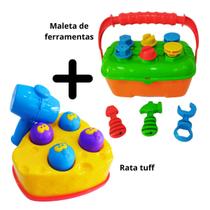 Kit 2 brinquedos interativos maleta de ferramentas e rata tuff bate martelo - Divplast