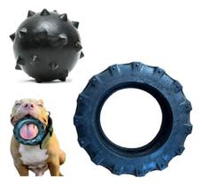 Kit 2 Brinquedos P/ Cachorro Grande Pneu G + Bola Cravo 80mm