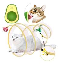 Kit 2 Brinquedos Para Gatos Tunel Mola Maluca + Erva Abacate Catnip