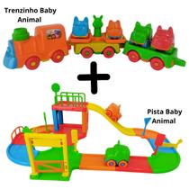 Kit 2 brinquedos pista interativa e trenzinho baby pedagógico infantil com carrinhos Kit 2 brinquedos pista interativa e trenzinho baby pedagógico infantil com carrinhos