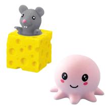 Kit 2 Brinquedos Squishies ratinho polvo Macios Para Apertar Antistress lembrancinha festa infantil Kit 2 Brinquedos Squishies ratinho polvo Macios Para Apertar Antistress lembrancinha festa infantil