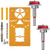 Kit 2 Brocas Forstner 35Mm E Gabarito Para Dobradiça Caneco