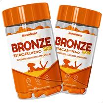 Kit 2 Bronze Skin Beta Caroteno 120 Capsulas Suplemento Bronzeamento Natural Sabor Betacaroteno