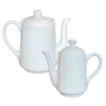 Kit 2 Bules Altos Café Chá Leite 1L e 550ml Porcelana Branca Kit 2 Bules Altos Café Chá Leite 1L e 550ml Porcelana Branca