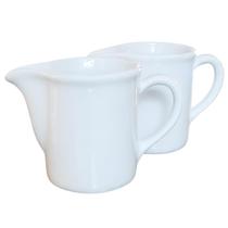 Kit 2 Bules Leiteira 300ml Café, Chá, Leite - Sem tampa - Porcelana Branca