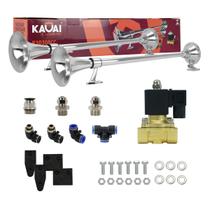 Kit 2 Buzina Marítima 74cm Caminhão Com Válvula 1/2 24v e Kit de Conexões Completo Certificado Inmetro