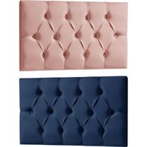 Kit 2 Cabeceira Painel Estofada Paris Suede Rosa e Azul Solteiro 90cm