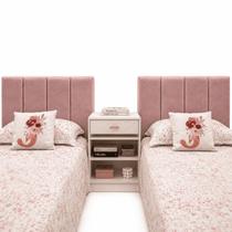 Kit 2 Cabeceiras Estofadas Solteiro 90 cm Veludo Isis para Cama Box Infantil Rosa Kit 2 Cabeceiras Estofadas Solteiro 90 cm Veludo Isis para Cama Box Infantil Rosa