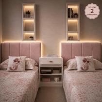 Kit 2 Cabeceiras Estofadas Solteiro 90 cm Veludo Isis para Cama Box Infantil Rosa Kit 2 Cabeceiras Estofadas Solteiro 90 cm Veludo Isis para Cama Box Infantil Rosa