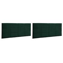 Kit 2 Cabeceiras Painel Raissa 158Cm Cama Box Queen Suede Verde Militar