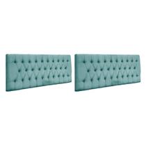 Kit 2 Cabeceiras Para Cama Box Casal Painel Imperatriz 158Cm Queen Suede Azul Tiffany