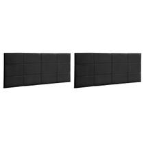 Kit 2 Cabeceiras Para Cama Box Estofada Painel Raissa 138Cm Casal Suede Preto