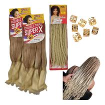 Kit 2 Cabelo Jumbo Gypsy Braids Tranças + Nina Softex +Anéis