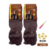 Kit 2 Cabelo Jumbo P/ Trança 400gr African Beauty + Anéis E Agulha