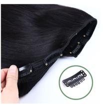 kit 2 Cabelos liso peruca Longa Aplique com Tic Tac Sintético