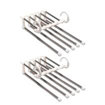 Kit 2 Cabide 5 em 1 Retrátil Multifuncional Organizador Aço Calças Jeans Cor:Branco Kit 2 Cabide 5 em 1 Retrátil Multifuncional Organizador Aço Calças Jeans Cor:Branco