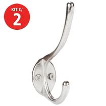 Kit 2 Cabide Duplo Grande Metálico Niquelado Beltools