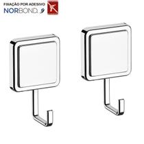 Kit 2 Cabide Gancho Multiuso Para Toalha Objetos Banheiro Adesivo Dupla Face Cromado - Future