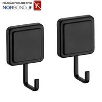 Kit 2 Cabide Gancho Multiuso Para Toalha Objetos Banheiro Adesivo Dupla Face Preto Fosco - Future