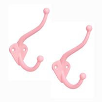 Kit 2 Cabide Rosa Duplo Com Dois Ganchos Kit 2 Cabide Rosa Duplo Com Dois Ganchos