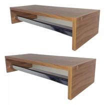 Kit 2 Cabideiro Prateleira Araras Roupas MDF 60x25 Amadeirado Kit 2 Cabideiro Prateleira Araras Roupas MDF 60x25 Amadeirado