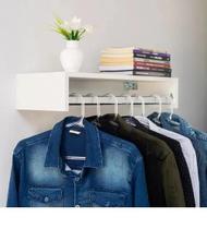 Kit 2 Cabideiros Araras de Parede Branco Quarto Closet