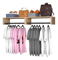 Kit 2 Cabideiros De Parede Arara Quarto Closet Porta Roupas Pinus