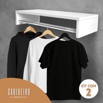 Kit 2 Cabideiros De Parede Arara Suspensa Pendurador de Roupa