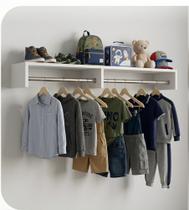 Kit 2 Cabideiros Guarda Roupas Suspenso Parede Lavanderia Quarto Closet Lojas Kit 2 Cabideiros Guarda Roupas Suspenso Parede Lavanderia Quarto Closet Lojas