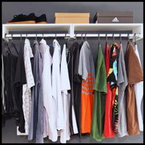 Kit 2 Cabideiros Parede Arara Porta Roupas Quarto Cor Branco Prateleira