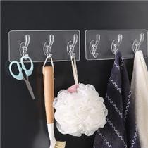 Kit 2 Cabides Adesivo Transparente com 3 Ganchos para Parede