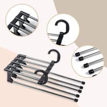 Kit 2 Cabides para Calças Multifuncional de Inox com 5 Divisorias